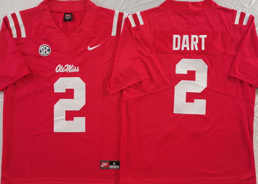 Men Ole Miss Rebels #2 Dart Red Nike 2025 NCAA Jersey